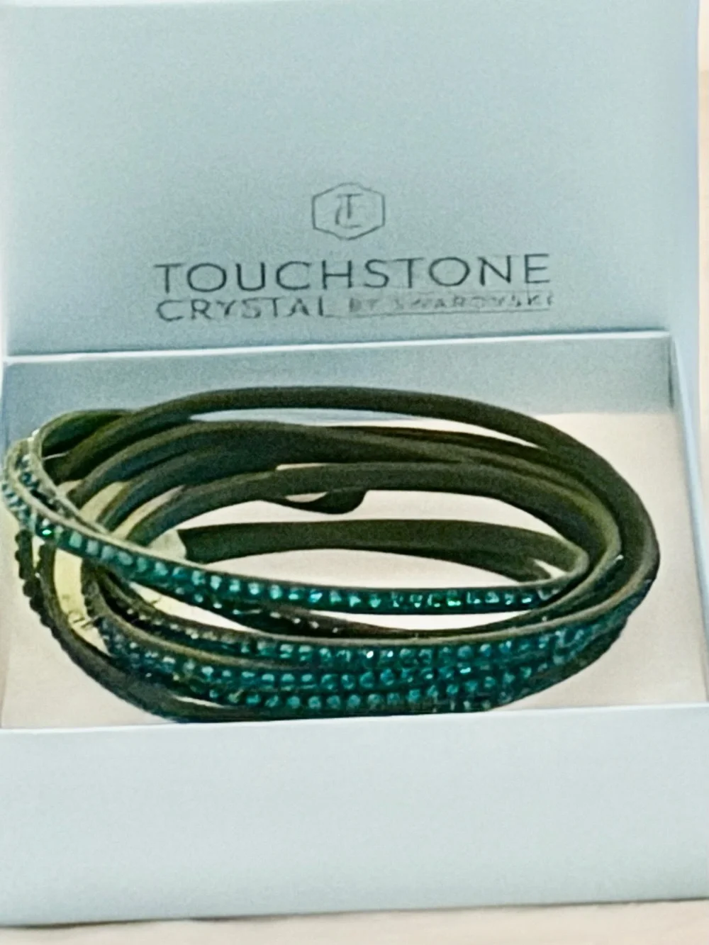 Touchstone Crystal Dark Green Wrap bracelet, like new, OS